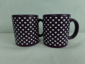 Waechtersbach-Purple-Heart-Coffee-Mug-Set-Lot-of-2-W-Germany