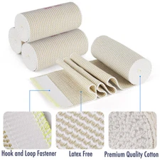 Cotton Elastic Bandage 4''x15ft Hook and Loop Closure Compression Wrap,12 Rolls