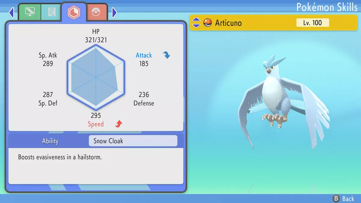 Pokemon Brilliant Diamond and Shining Pearl Articuno 6IV-EV