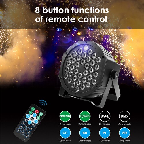 36W 36LED RGBWA+UV PAR Can Light DMX Beam Stage Lighting DJ Disco Party Lights - Picture 5 of 22