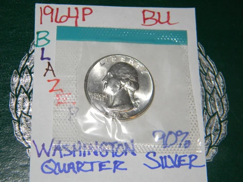 1964-P Uncirculated Silver {BU} Washington Quarter, Philadelphia Mint-BLAZER!!
