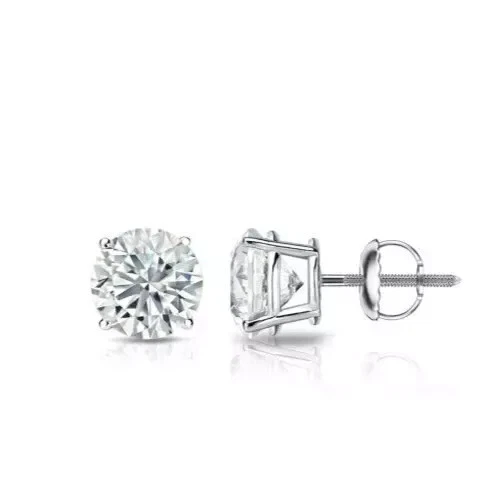 Pendiente de diamante cultivado en laboratorio corte redondo F VVS2 2 quilates 14K certificado IGI nuevo Foto 3 de 4