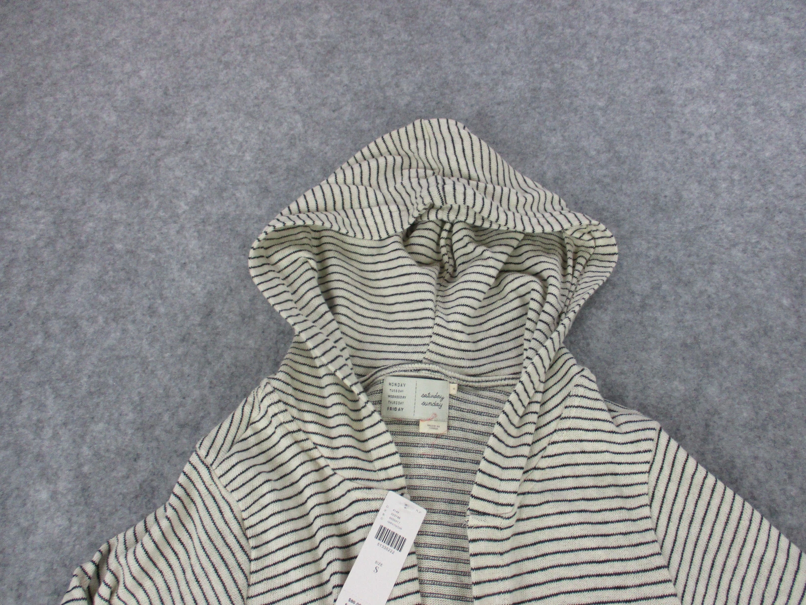 OFF WHITE NUOVO Maglione Cardigan Sabato Domenica Donna Small Off Bianco Nero Open