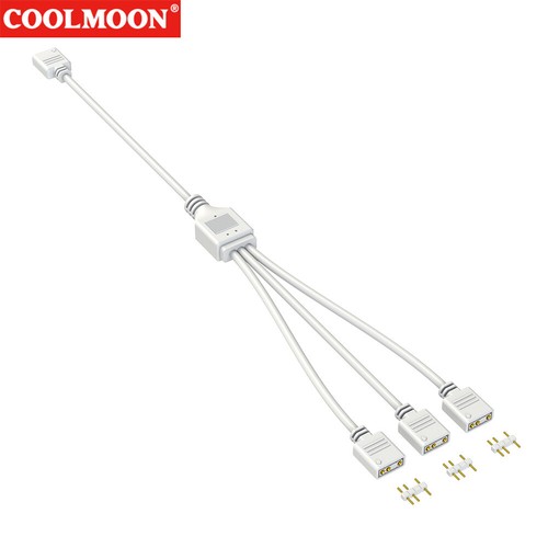 ARGB Chassis Fan Splitter 30cm 1 To 2/3/4 for PC Light Strip Fans (White 1 to 3) - Afbeelding 2 van 10