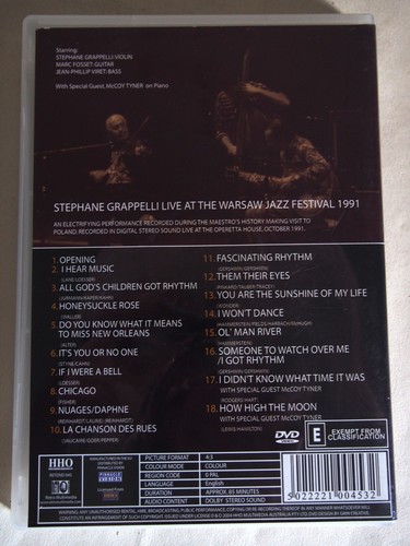 STEPHANE GRAPPELLI / LIVE AT THE WARSAW JAZZ FESTIVAL 1991 / R0 PAL - Imagen 2 de 2