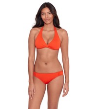 Lauren Ralph Lauren Womens Beach Club Solids Twist Halter Bikini Top Orange 10