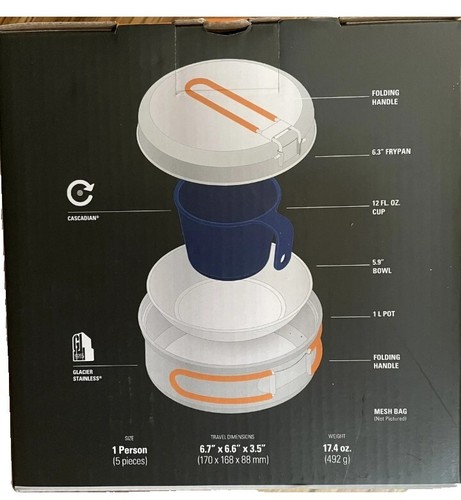 GSI Outdoor Glacier Stainless 1 Person Mess Kit For Camping & Backpacking New - Picture 2 of 4