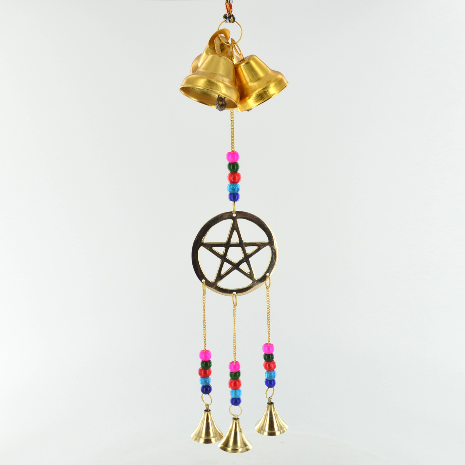 Hanging Bells Pentagram Symbol Windchime Garden Home Decor Hanging Large 40190