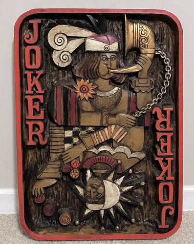 Vtg Vanguard Studios 1970 Joker Card 3D Figural Wall Art Man Cave Decor 31x22
