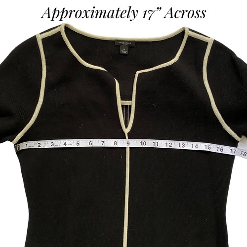 Ann Taylor Sheath Style Black & Cream Trim Dress With Pockets Size Small - Picture 4 of 7