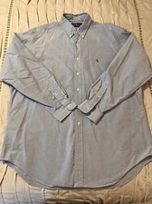 Ralph Lauren Men's Size 17.5 Yarmouth Blue Oxford Long Sleeve Cotton Dress Shirt