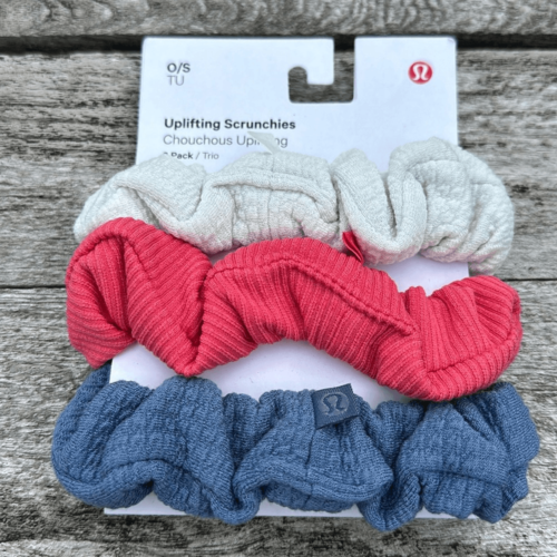 Lululemon Uplifting Scrunchies 3 Pack Nimbus/Glaze Pink/Oasis Blue