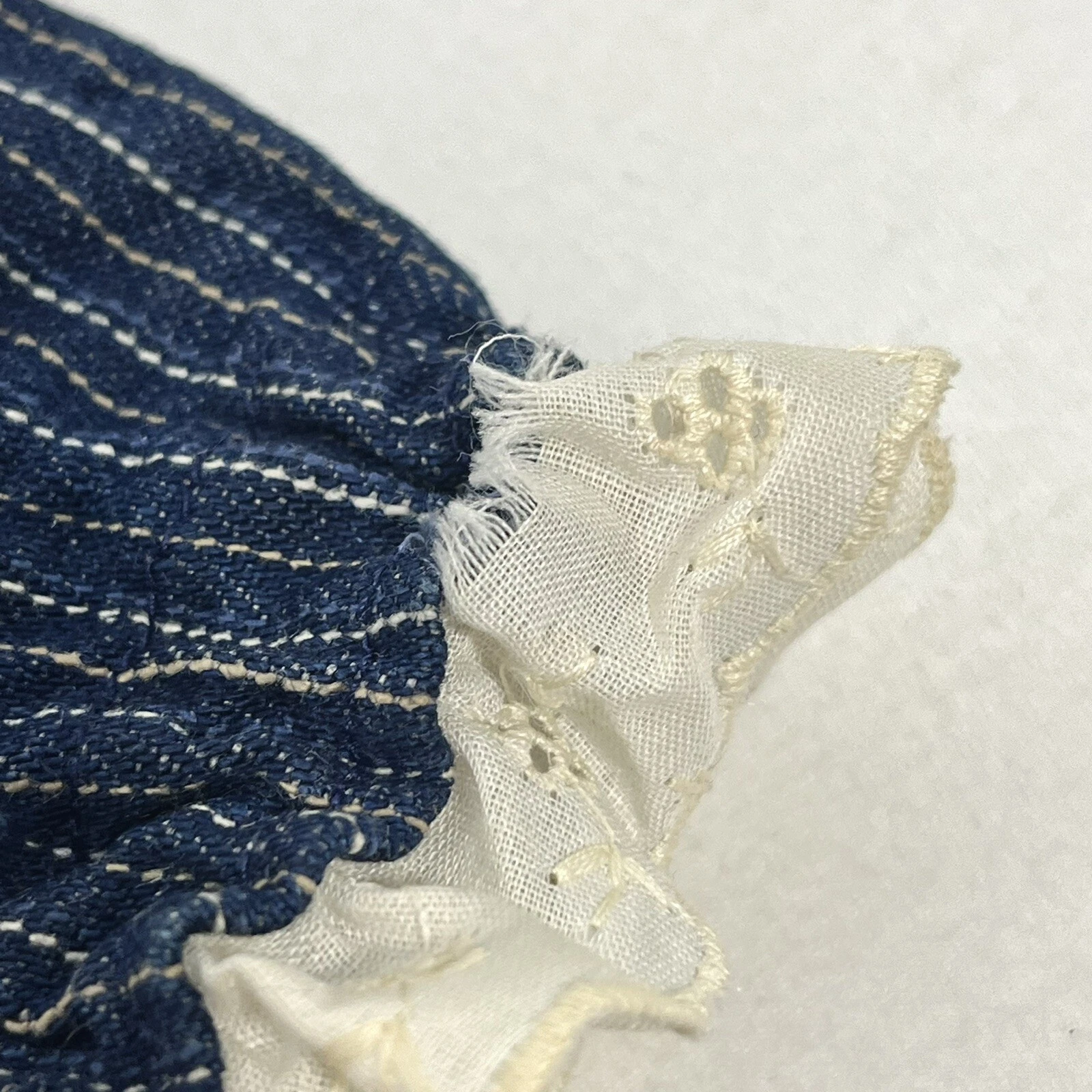  handmade sturdy denim pinstripes eyelet vintage 