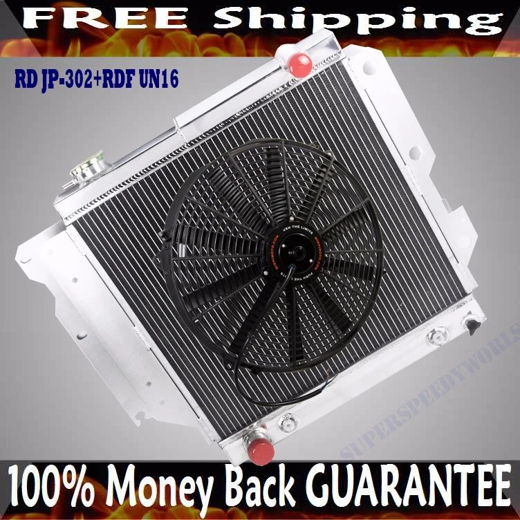 Radiador de rendimiento de 3 núcleos + ventilador de 16" para Jeep Wrangler 87-95 96-06 TJ YJ I4 I6 Foto 2 de 4