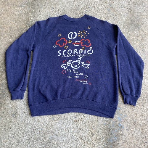 Vintage 90’s Scorpio Horoscope Sweatshirt Zodiac Faded Cute Medium - Picture 2 of 9