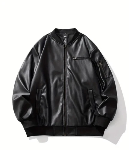 Men's PU Leather Motorcycle Biker Bomber Coat Stand Collar Jacket Big 6XL - Bild 2 von 8