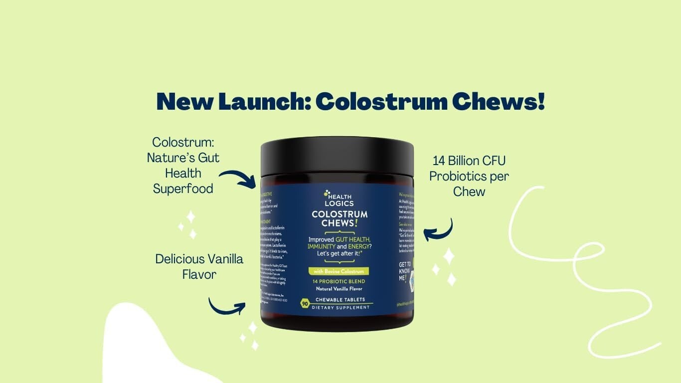 Health Logics Colostrum Chews-Colostrum Supplement 25% IgG for Gut Health, Im...