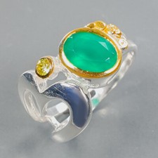 Natural Onyx Handmade Silver Ring 925 Sterling Fine Art Jewelry Gift / RVS418