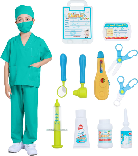 Doctor Scrubs for Kids Costume Toddler Dress up Set Toy Kit for Boys and Girls - Picture 10 of 12