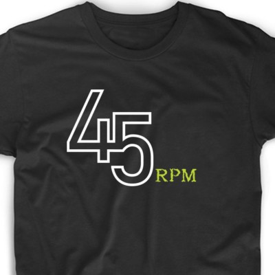 45 RPM T Shirt Record Adaper Vinyl Player Spindle Store Funny Musician DJ Club