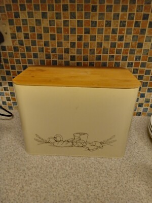 Großer platzsparender vertikaler Creme Brotkasten Bambus Schneidebrett Deckel 34 x 19'' x 25''
