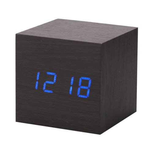 Wooden LED Digital Alarm Clock Time Temperature Calendar Display USB Desk Clock