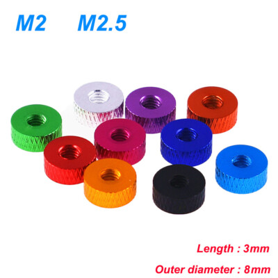 Knurled Thumb Nuts M2 M2.5 Colourful Aluminum Alloy Flat Nut for PC Case DIY