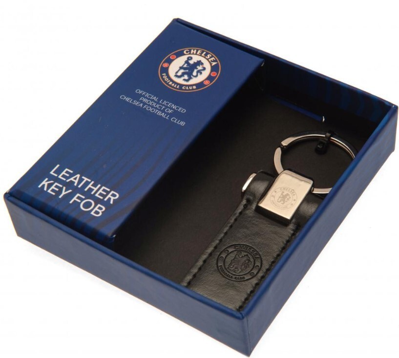 Chelsea FC Leather Key Fob Keyring In A Gift Box Occasion Official Licensed