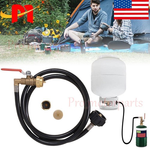 Propane Refill Adapter Hose With On/Off Valve - For 1 Lb Tanks, Brass Fittings 7 thumbnail image