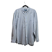 Ralph Lauren Shirt Mens 2XB Button Down Blue Striped Oxford Flesh Pony Business