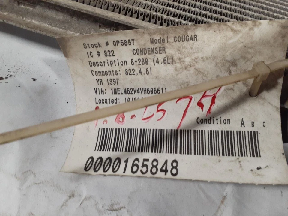 Condensador de CA 8 cilindros a través de 12/4/97 se adapta a 97-98 Mustang 619907 Foto 3 de 3