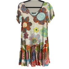 Jams World Dress Small Patch Floral Women's Scoop Neck Tiered Sundress Ruffle