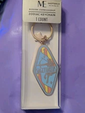 Sagittarius Zodiac Keychain Gold Color w/ Charm Modern Expressions