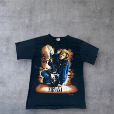 Rare Vintage 1997 Nirvana Kurt Cobain memorial guitar grunge bootleg T-shirt XL