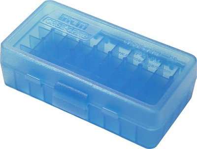 MTM P50-9M-24 Ammo Box 50 Round Flip-Top | Fits 380 ACP 50 Round, Clear Blue 