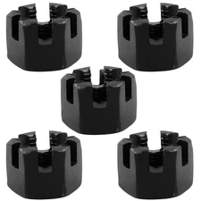 5 PCS M16x1.5mm Black Hexagon Slotted Castle Nuts, Grade 4.8 Carbon Steel