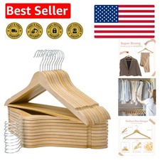 Lightweight 20 Natural Wooden Hangers with Notches for Closet Organization