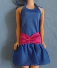 Vintage Barbie Clothes -Superstar Era Barbie Blue Tricot Dress