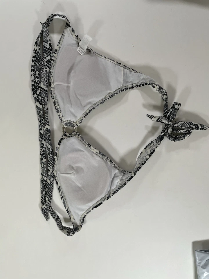 Top de biquíni feminino Old Navy pele de cobra halter multicolorido tamanho G - Imagem 3 de 4