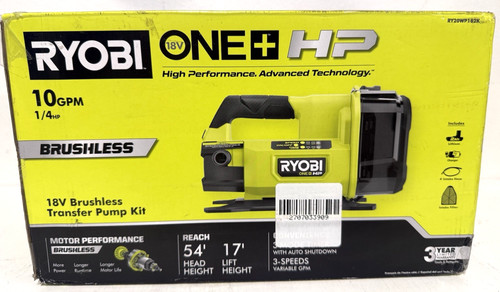 Ryobi ONE+ HP 18V Transfer Pump W/ 2 Ah Battery and Charger Cordless RY20WP182K