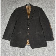 Chaps Corduroy Blazer Mens 46R Dark Brown Elbow Patches Paisley Lining