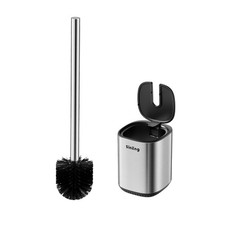 Toilet Brush Holder Set Toilet Bowl Brush Stainless Steel Automatic Open lid ...