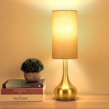 Touch Gold Table Lamp for Nightstand, 3-Way Dimmable, Space Saving  No Assem...