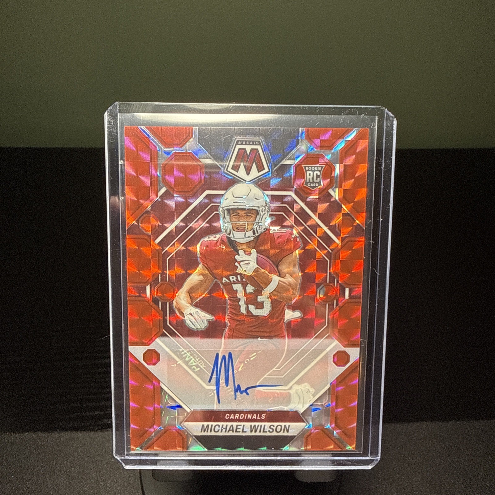 2023 Panini Mosaic Rookies Michael Wilson #350 Red Mosaic Prizm Autographs /199 