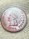 OLD COIN SALE!! AU 1884 INDIAN HEAD CENT PENNY w/ DIAMONDS & FULL LIBERTY Toned