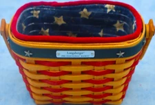 2001 Longaberger Inaugural Basket with Liner & Protector – Handwoven USA Patriot