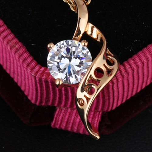 Women Necklace Hollow out Spiral Shape Temperament Dazzling Zircon Chain - Picture 5 of 12