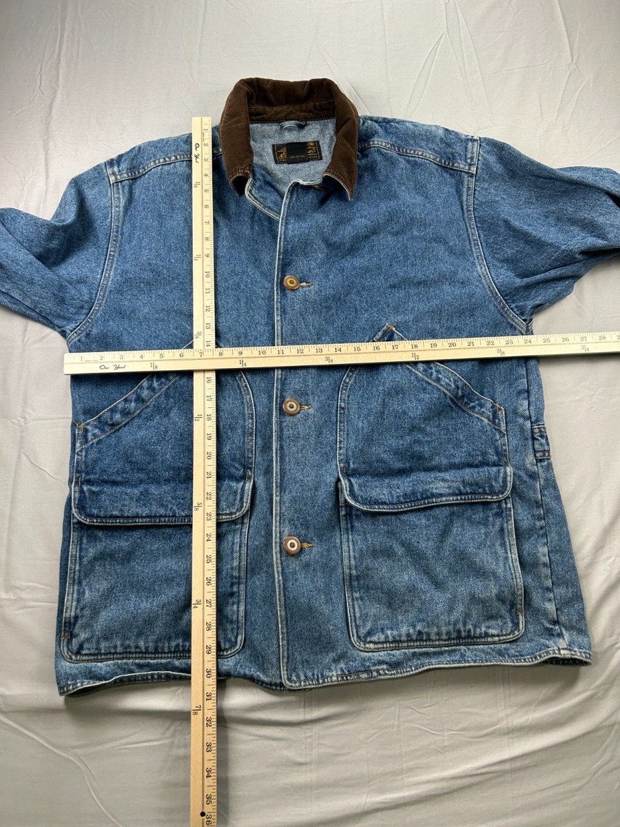 Vintage Eddie Bauer Denim Jacket Mens Large Chore Coat Corduroy