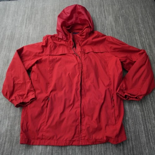 GH Bass Jacket Men Full ZIp Broken Hoodie Windbreaker Red Pockets Nylon 2XL video thumbnail