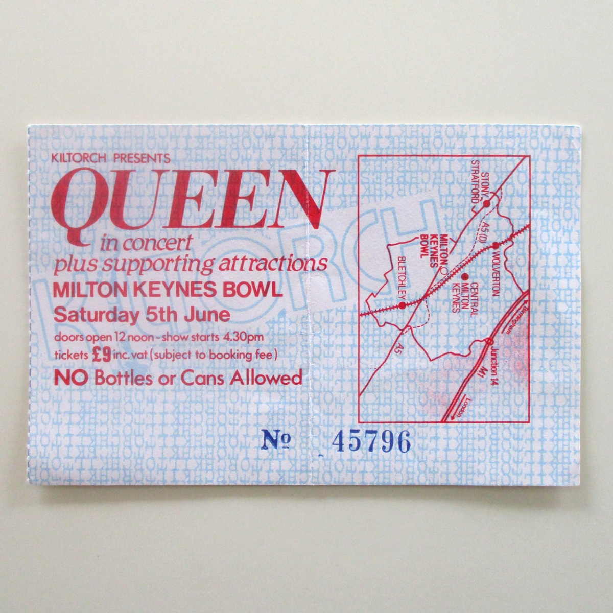 Queen 1982 Milton Keynes Bowl UK Concert Ticket Stub Hot Space 